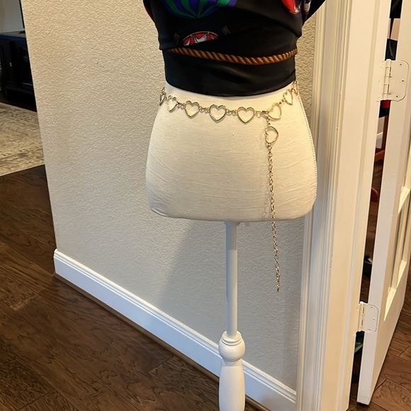 Heart chain Link Belt Adjustable Gold Tone. Hearts Love Boho Hippi Love Romance - Picture 3 of 12